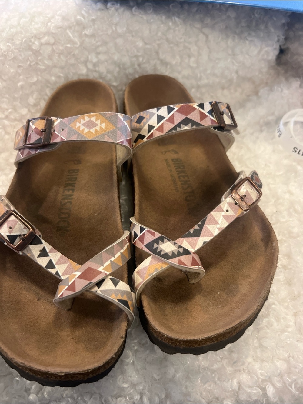 Birkenstock Mayari Sandals in Pink, Tan, Cream & Gray Geometric Print - Picture 10 of 15